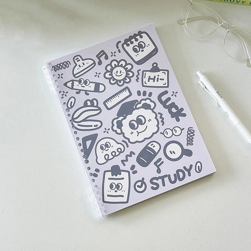 Cartoon Graffiti B5 Loose-leaf Book Ins Style Notebook Cute A5 Hand Ledger Cores Reusable Notepad Horizontal Line Notebook