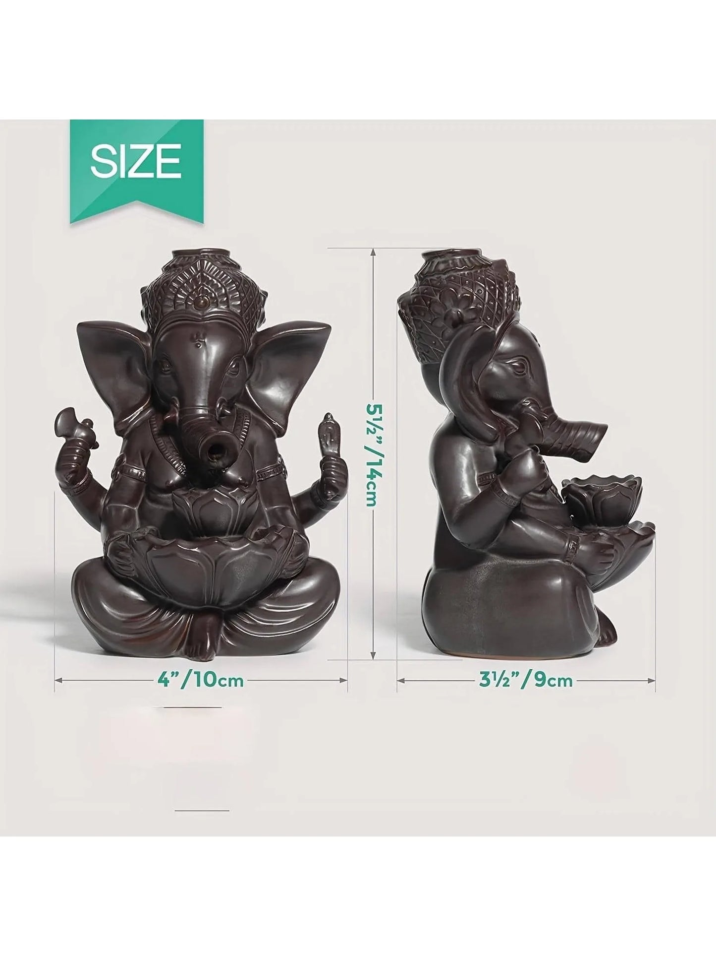 1pc Ganesha Waterfall Incense Burner, Ceramic Backflow Censer Incense Holder, Yoga Aromatherapy Elephant Ornament Home Decor