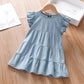 Little maven 2024 Baby Girls Summer Dress Denim Children Casual Clothes Cotton Soft and Comfort for Kids 2-7 year