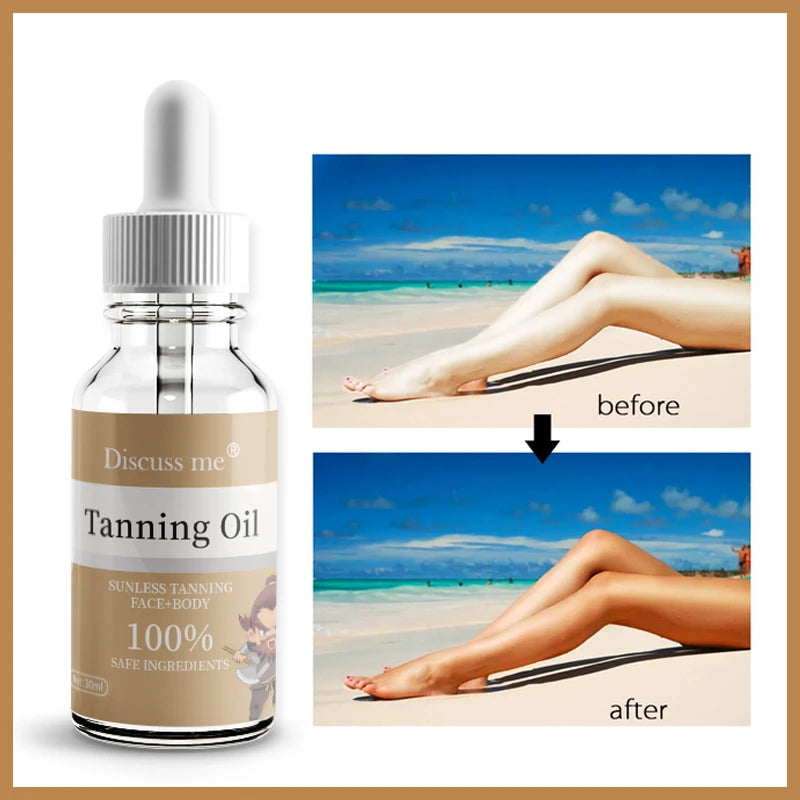 30ml Self-Tanning Oil Bronzer Skin Tanning for Body Lotion Tan Enhancer Sunless Tanning Drops Natural Bronze Skin Body Tan Oil