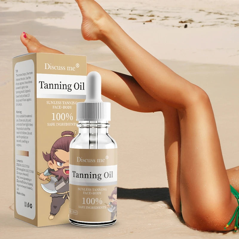 30ml Self-Tanning Oil Bronzer Skin Tanning for Body Lotion Tan Enhancer Sunless Tanning Drops Natural Bronze Skin Body Tan Oil