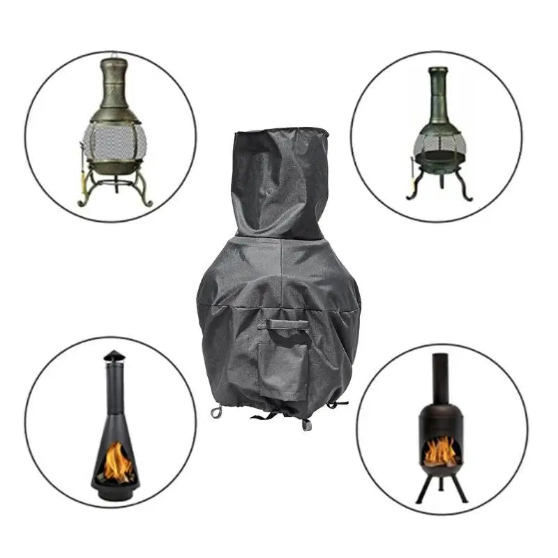 Fire Pit Cover 210D Waterproof Wood Burning Fire Stove Cover Outside Fireplace Covers With Drawstring Closure Dustproof