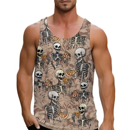 Funny Cat Pizza Graphic Tank Tops Men Women 2025 Sleeveless Tees Y2k Shirt Hawaii Beach Vest Top Unisex Cartoon Undershirt