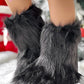 Women's Winter Fluffy Faux Fox Fur Short Boots Woman Plush Warm Snow Boots Luxury Footwear Girls' Furry Fur Bottes Fashion Shoes