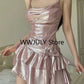 2024 Sexy Ruffle Y2k Mini Dress Pink Asymmetrical Bodycon Summer Dress Elegant Party Dress for Women Fashion Bow Knot Vestidos