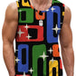 Retro Geometric Graphic Tank Tops For Men Casual Summer Sleeveless 3D Printed Vest Loose Quick Dry Breathable Tees Pullovers
