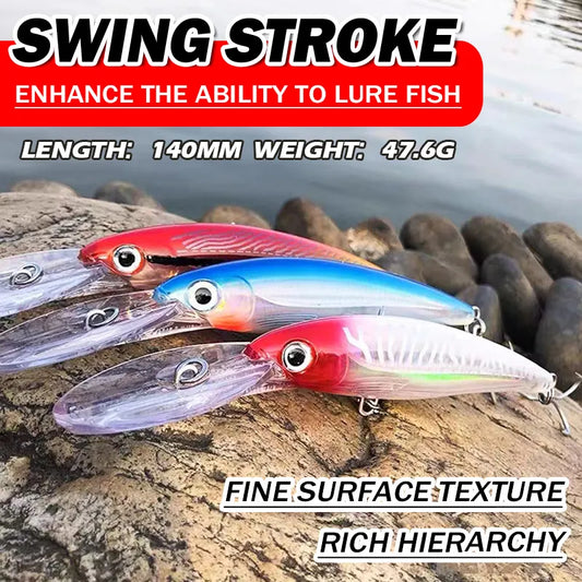 1Pcs 140mm 47.6g Big Trolling Minnow Fishing Isca Artificial Deep Diving Seawater Peche Bass Lure Minnow Wobbler Fishing 9131