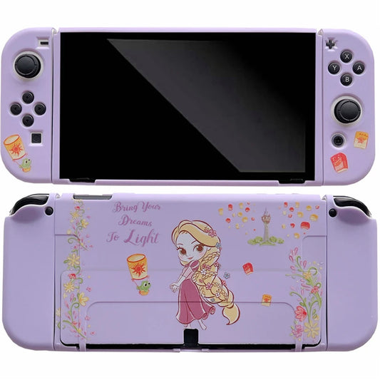 Cartoon Belle Rapunzel Ariel Princess Soft Protective Cases for Nintendo Switch Game Console Controller OLED Gaming Accessories