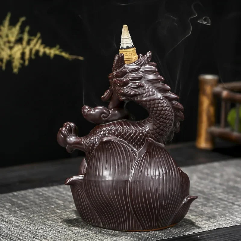 Y The Western Pterosaur Backflow Incense Burner Dragon for Incense Sticks Living Room Smoke Waterfall Incense Base Ceramic Stove