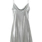 Zevity 2023 Summer Women Shinning Metallic Color Sling Mini Dress Female Chic Pleat Design Casual Slim Party Vestidos DS5000