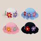 Cute Colorful Knit Hat Hollowed Out Knitted Sunshade Hat Flower Revealing Face Small Basin Hat Outdoor