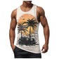 Men Vest Casual Comfortable Soft Breathable Fashion Printed Beach Tank Top Compression Hawaiian Vacation Pullover Plus Size