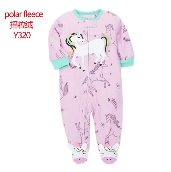 Baby Pajamas Zipper Fleece Newborn Girls Romper Warm Winter Underwear One Piece Overalls Boys Outfits Truck Infants Clothes