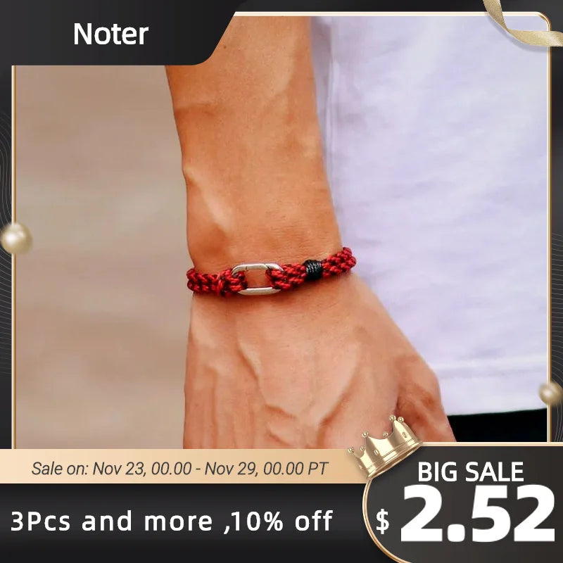 Noter Fashion Mens Bracelet Spring Catch Double Layer Rope Braclet Homme Gift For Him Leisure Accessories Pulseras Para Hombre