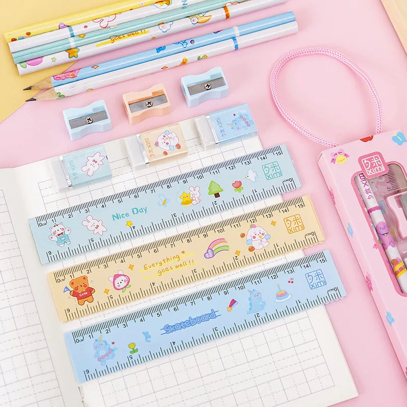 4Sets School Items Cute School Gift Sets Child Primary Colorful Pencil Case Eco-Friendly Stationery Set Kids