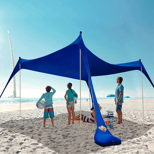 Family Beach Awning Ultralight Sun Shade Tent with Sandbag Uv Large Portable Beach Canopy Outdoor Beach Tent folding awnings