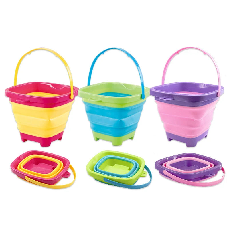 Children Beach Bucket Foldable Sand Toy Portable Play Summer Beach Water Game Telescopic Bucket Kids Toys Multi Purpose Storage