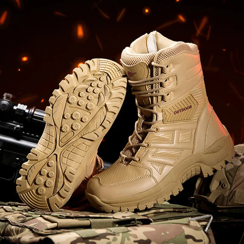 YISHEN Men Military Tactical Boots Ankle Boost Special Force Desert Safety Shoes Combat Army Boots Bottes Militaires Pour Hommes