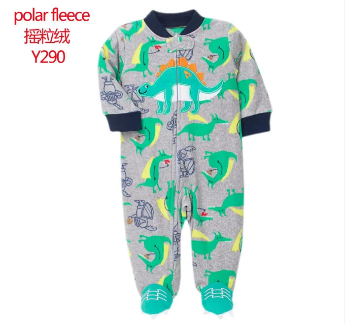 Baby Pajamas Zipper Fleece Newborn Girls Romper Warm Winter Underwear One Piece Overalls Boys Outfits Truck Infants Clothes