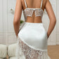 Women Sexy Nightwear Lace Nightgowns V-neck Sleeveless Lace Silk Satin Nightdress Nightwear Sleepshirts Sleep Wear Clothes