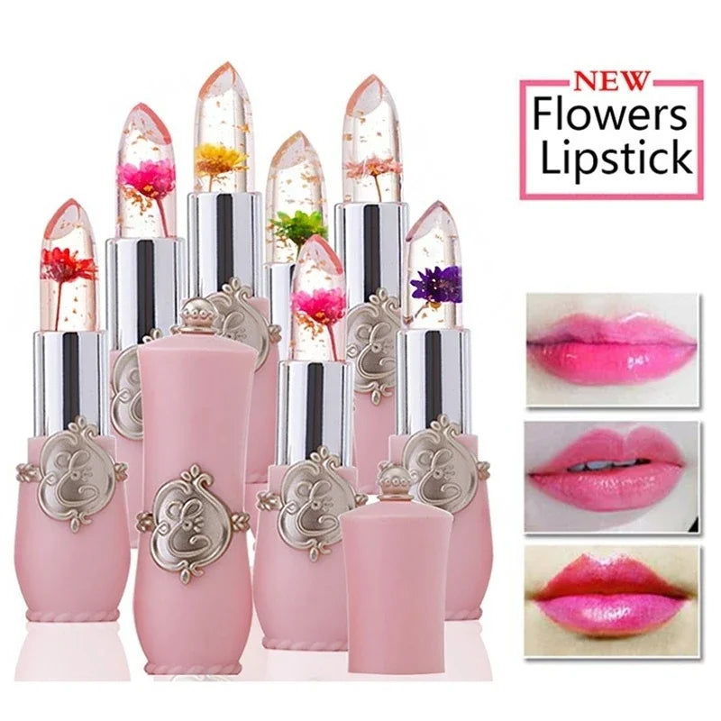 Crystal Jelly Flower Lipstick Temperature Color Changing Lip Balm Makeup Moisturizing Long Lasting Magic Lipsticks