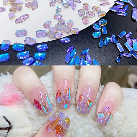 100pcs Transparent Paradis Color Crystal Nail Diamond Strass Glass Rhinestones For 3D Nails Art Decorations Jewelry Rhinestone