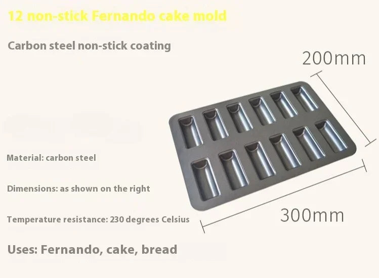 12 Hole Japanese Style Cake Mold  Black Carbon Steel Home Use Kitchen Decor Baking Bread Baking Accessories Pastry Utensil