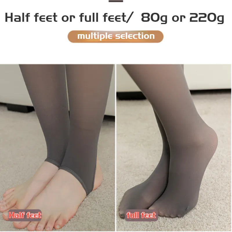 Women Thermal Leggings Sexy Stretch Legging Skin-Translucent Winter Warm Pantyhose Female Fleece Slim Velvet Tights Stockings