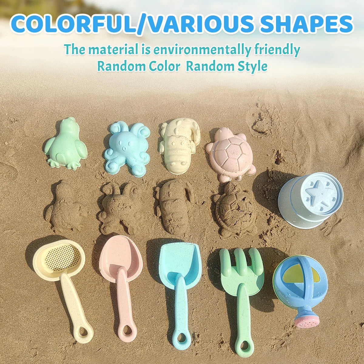 Beach Toys for Kids Sand Toys Set for Toddlers Sandbox Toys with Collapsible Bucket Shovel Rake Set Sand Molds Summer Outdoor