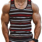 Retro Striped Graphic Tank Tops For Men Fashion Casual Summer Sleeveless 3D Printed Vest Loose Crew Neck Quick Dry Sports Tees