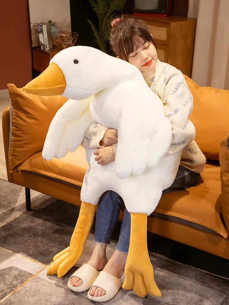 50-160cm Giant Long Plush White Goose Toy Stuffed Lifelike Big Wings Duck Hug Massage Throw Pillow Boyfriend Cushion for Girls