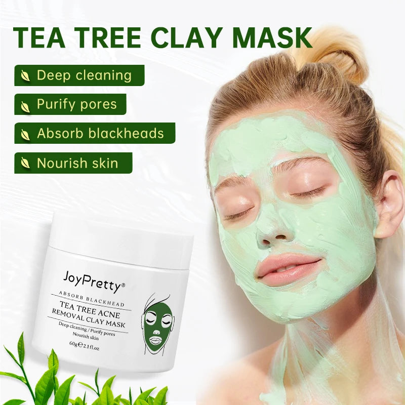 Acne Treatment Facial Mask Natural Tea Tree Pore Cleaning Blackhead Remove Oil Control Pimple Skin Care Products Face Clay Mask