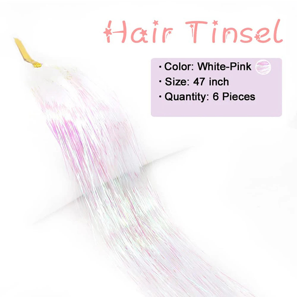 air Tinsel Kit With Tools  Glitter Hair Extensions Sparkling Shiny Hair Tinsel  Kit Heat Resistant for Women Girls