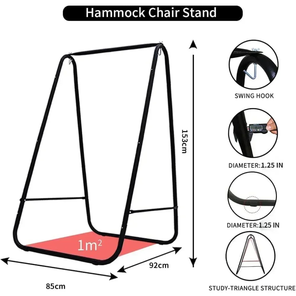 Hammock Chair Stand with Hanging Swing Chair Included, Weather Resistant and Saving Space Stand Max 450 Lbs, Hammock