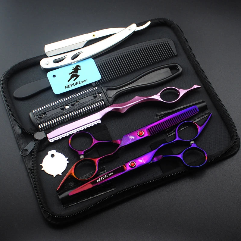 6.0"Sale Purple diamond Japanese Hair Scissors Cheap Hairdressing Scissors  Shears Hairdresser Shaver Haircut  scissors