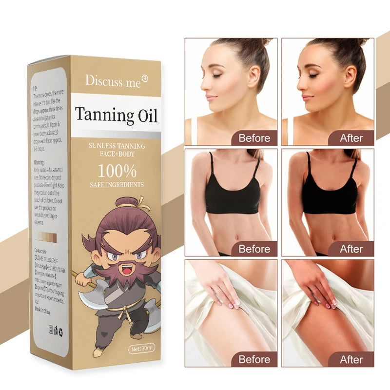 30ml Self-Tanning Oil Bronzer Skin Tanning for Body Lotion Tan Enhancer Sunless Tanning Drops Natural Bronze Skin Body Tan Oil