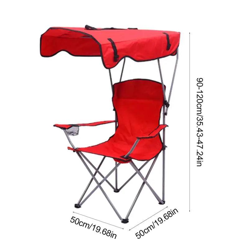 Folding Canopy Chair With Shade Portable Recliner Beach Chair Leisure Fishing Beach Outdoor Garden Lawn Camping Chair