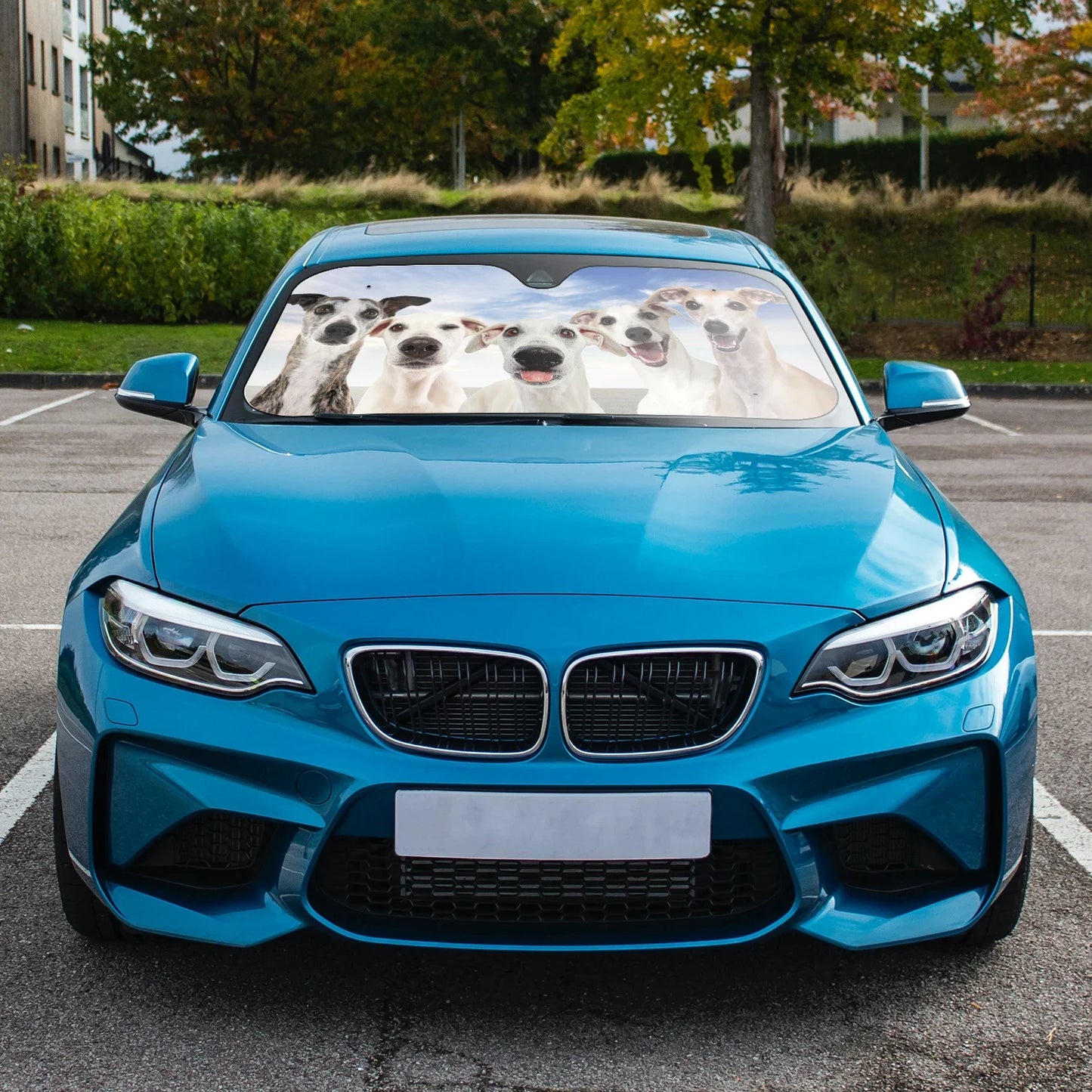 1pc Car Sunshade Windshield Car Five Cute Dogs UV Protection With 4 Free Suction Cups Front Window Windshield Parasol