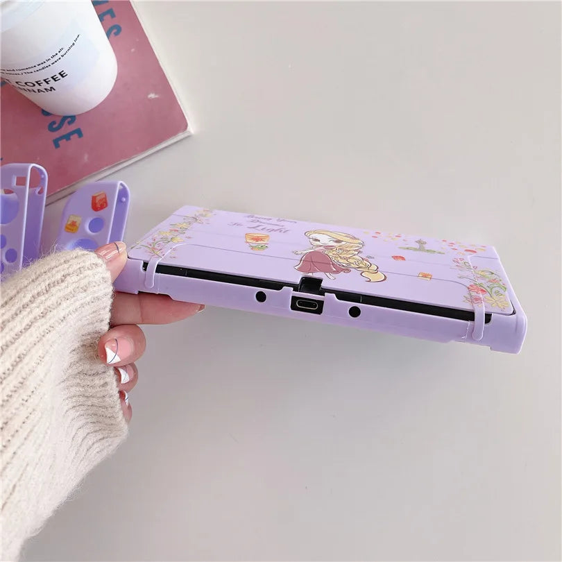 Cartoon Belle Rapunzel Ariel Princess Soft Protective Cases for Nintendo Switch Game Console Controller OLED Gaming Accessories