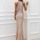 Yesexy New Robe Summer Dress Women Party Sexy Halter Sequin Beaded Maxi Elegant Evening Vestidos Bodycon Long Dresses