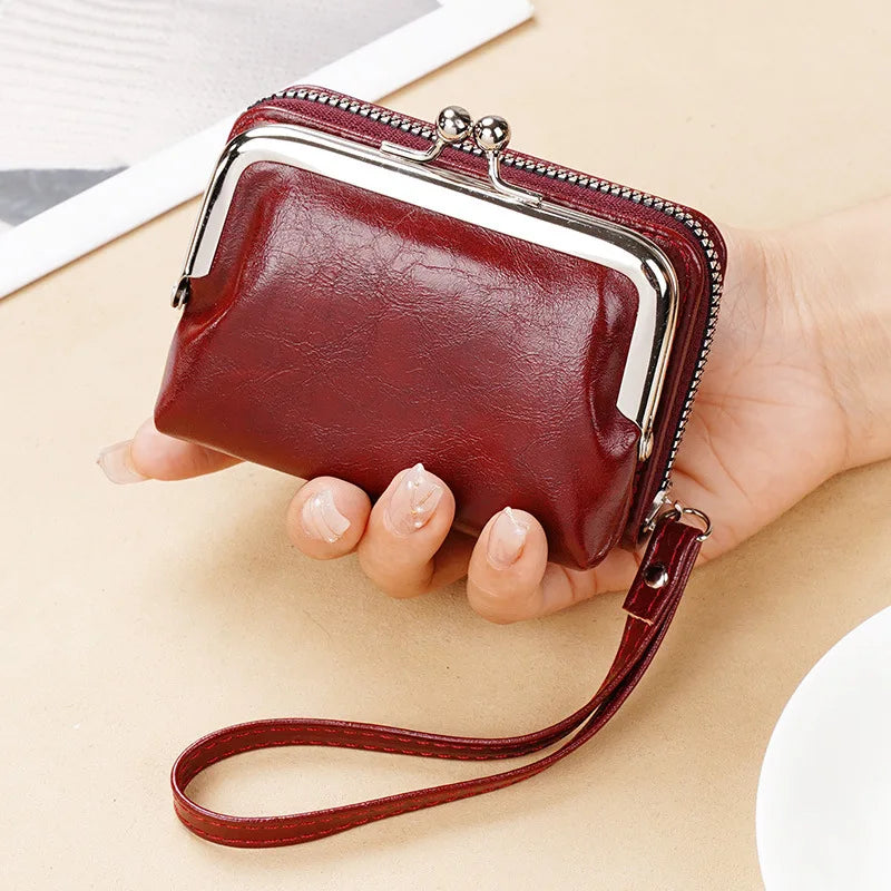 Women's Wallets Vintage Style Coin Purses Large Capacity Card Holder Wrist Strap Short Small Change Storage Bag Women Wallet