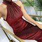 Women High Neck Sleeveless Glitter Bodycon Dress