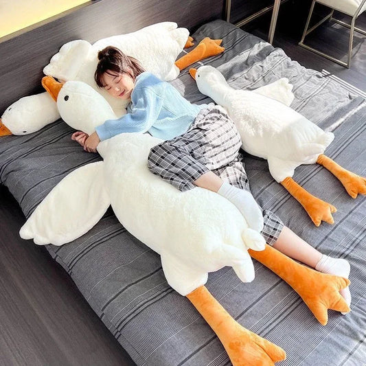 50-160cm Giant Long Plush White Goose Toy Stuffed Lifelike Big Wings Duck Hug Massage Throw Pillow Boyfriend Cushion for Girls