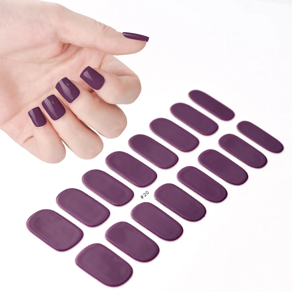 14pc Transparent Semi Cured Gel Nail Strips Nail Strengthening Gel Slider Long-Lasting Clear Crystal Gel Waterproof UV Stickers