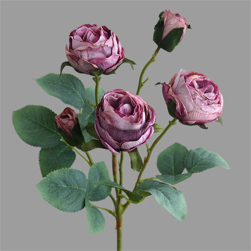 5 Heads Coked Rose Branch Retro Fake Flowers Wedding Party Decoration deco mariage fleurs artificielles wreath