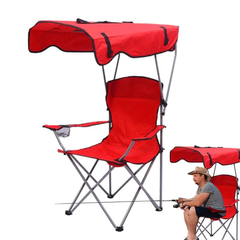 Folding Canopy Chair With Shade Portable Recliner Beach Chair Leisure Fishing Beach Outdoor Garden Lawn Camping Chair