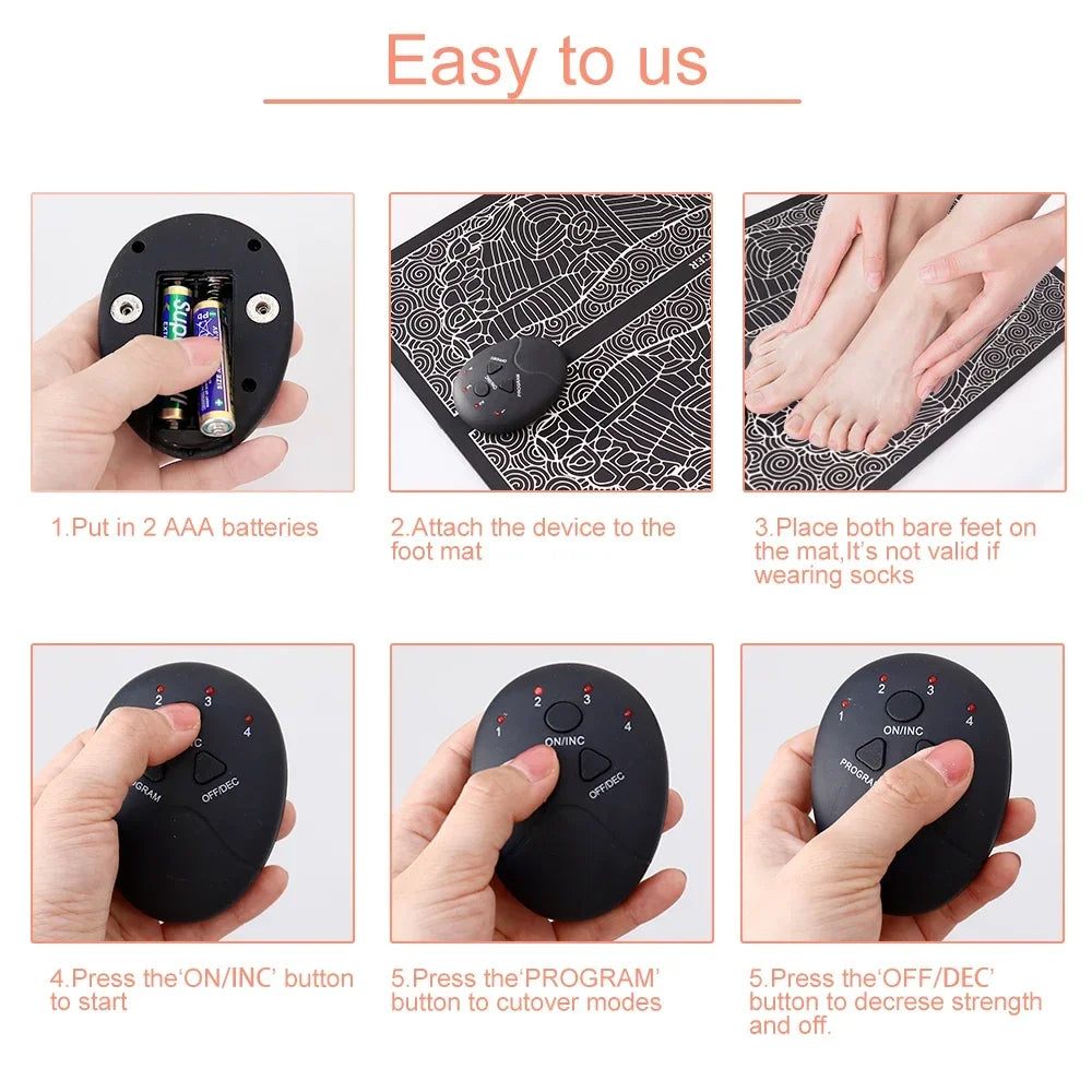 Electric Tens Foot Vibrator Cushion Blood Circulation Muscle Relax Pain Acupunctur Pad EMS Foot Massager Mat Foot Health Care