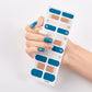 22pcs Blue Gel Nail Patch Slider Glitter Pink Adhesive Full Coverage Gel Nail Patch UV Lamp Cured Manicure for Woman & Girl