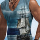 Sailor Suit 3D Ship Print T Shirt Men's Quick Dry Sleeveless Tank Top Oversized Fitness Sports Shirt Men's Design Clothing