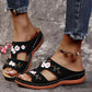 Women Slippers Embroider Flowers Leather Woman Sandals 2024 Outdoor Light Casual Wedges Slippers Slip on Summer Shoes for Women